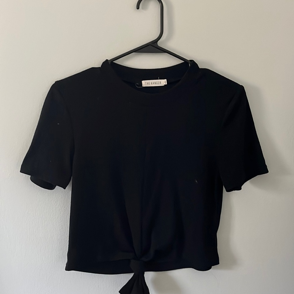 Crop top - ribbed - black - large